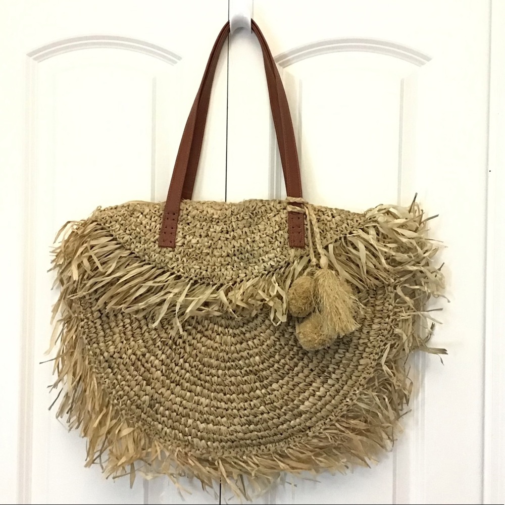 Anthropologie Beachgold Straw Tote NWOT